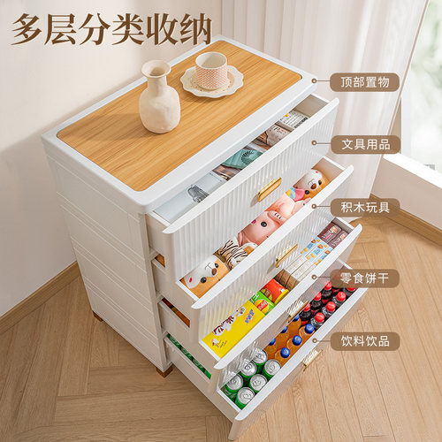 jeko抽屉式收纳柜五斗柜塑料储物柜置物架家用客厅床头柜宝宝衣柜 - 图1