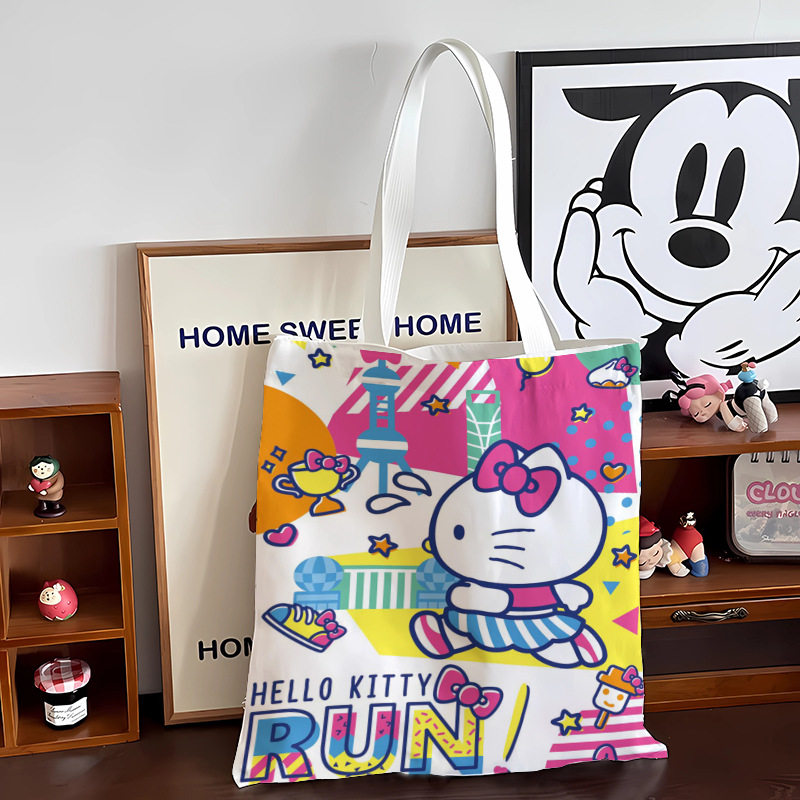 2024新款可爱卡通新款高颜值凯蒂包女单肩手提袋大容量KT帆布包,淘宝优惠券,粉丝福利购,淘宝优惠卷