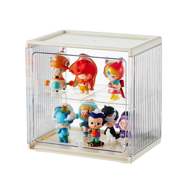 Multifunctional desktop storage box Multi-layer dustproof cosmetic storage cabinet Tea cup holder Figure debris transparent storage box