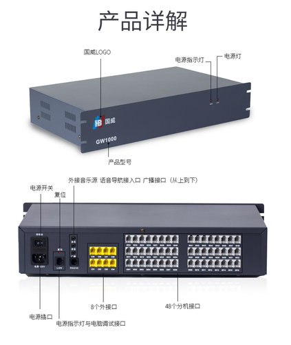 国威GW1000集团程控电话交换机4进8进外线拖16 24 32 40 48出分机-图3