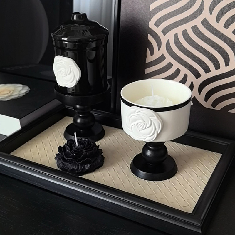 态生活 ins轻奢风山茶花高脚香氛烛杯家用创意高级感香薰蜡烛摆件,淘宝优惠券,粉丝福利购,淘宝优惠卷