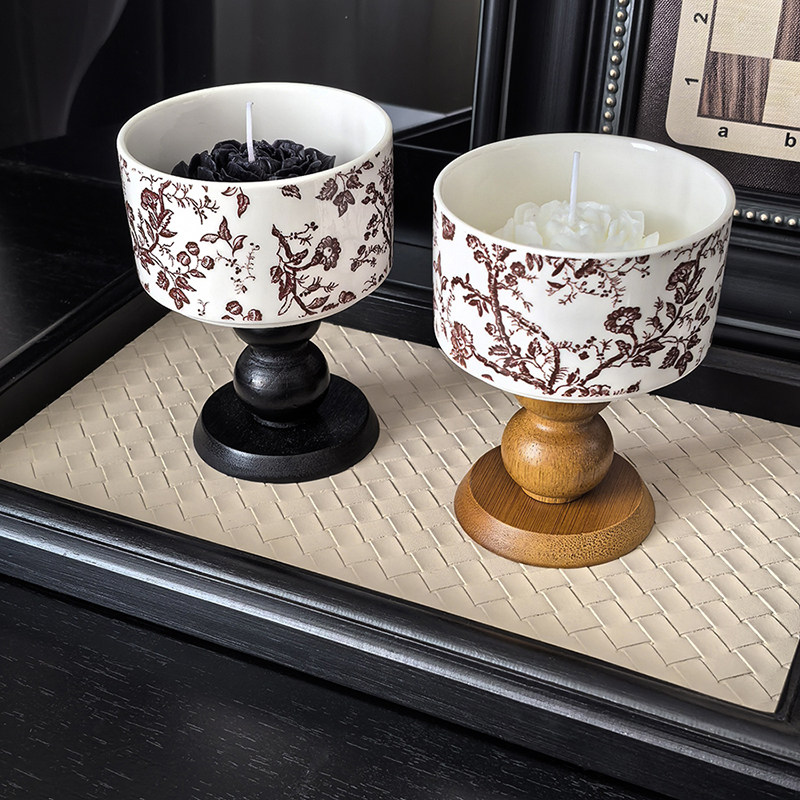 态生活 ins轻奢风山茶花高脚香氛烛杯家用创意高级感香薰蜡烛摆件,淘宝优惠券,粉丝福利购,淘宝优惠卷