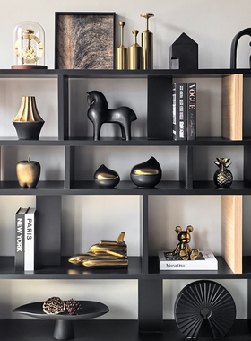 轻奢风黑金陶瓷摆件高级感