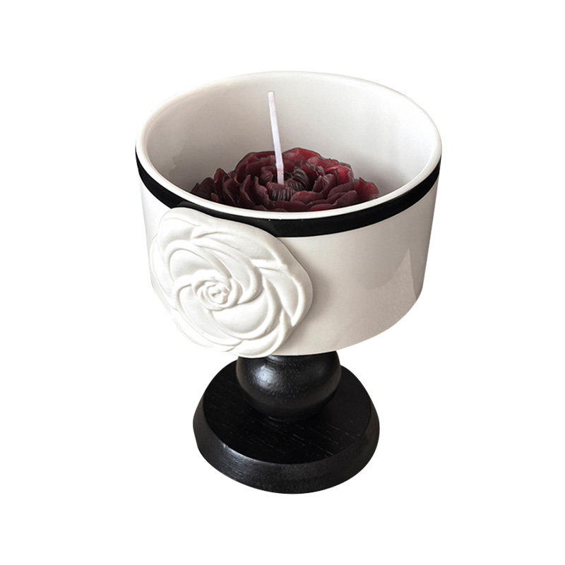 态生活 ins轻奢风山茶花高脚香氛烛杯家用创意高级感香薰蜡烛摆件,淘宝优惠券,粉丝福利购,淘宝优惠卷