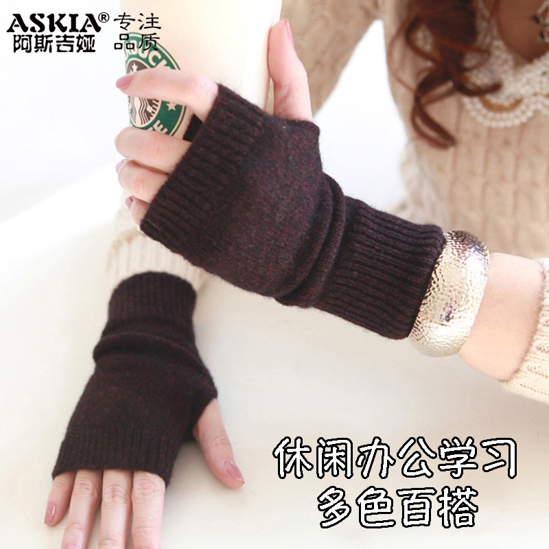 羊毛绒半截手套冬天女露指半指保暖学生写字办公无指漏指护手腕套,淘宝优惠券,粉丝福利购,淘宝优惠卷