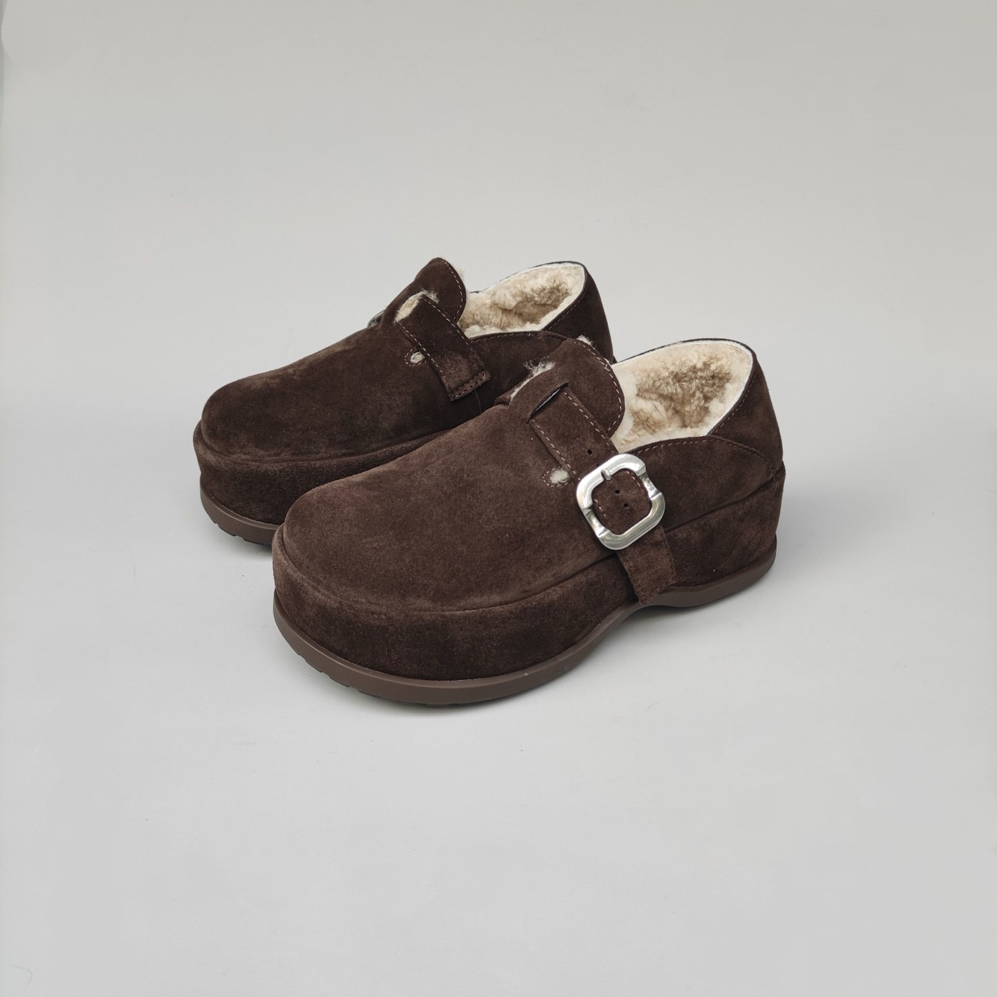 大厂品质 5.5cm跟 磨砂皮面羊毛内里保暖舒服皮带扣时尚休闲鞋女,淘宝优惠券,粉丝福利购,淘宝优惠卷