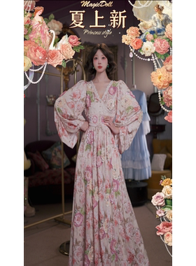 0520直播118洛可可夏日珍藏·花影玫瑰·蕾丝束腰连衣裙