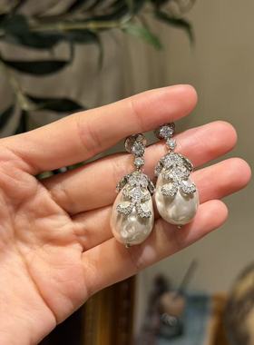 珍珠流苏锆石项链华丽 温润奢华  长款毛衣链高端大气环保电镀