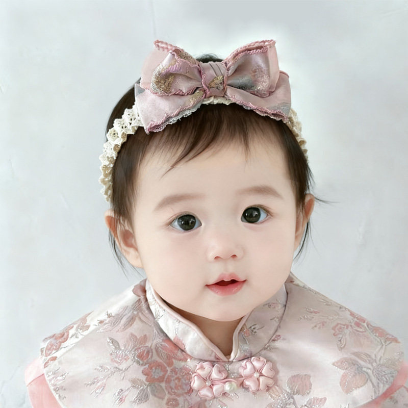 新中式婴儿蝴蝶结发带女宝宝百天周岁生日宴头饰汉服唐装拍照配饰,淘宝优惠券,粉丝福利购,淘宝优惠卷