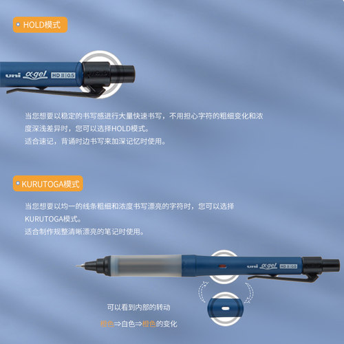 新款日本进口uni三菱M5-1009GG不断芯自动铅笔0.5绘画专用小学生写不断kurutoga旋转二倍文具大赏限量版-图2