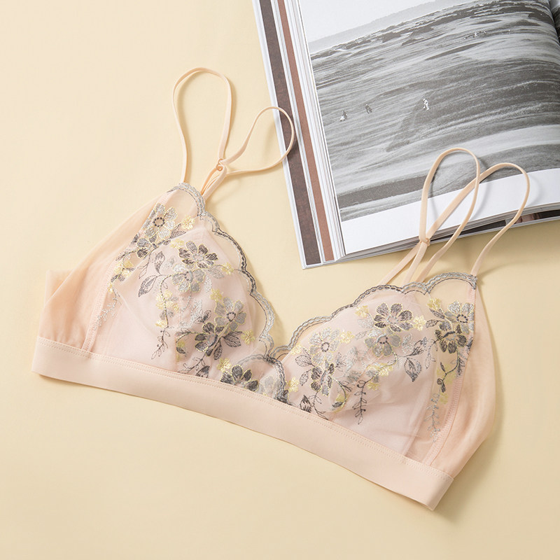 新款法式刺绣真丝女蕾丝性感文胸 lomendn内衣文胸