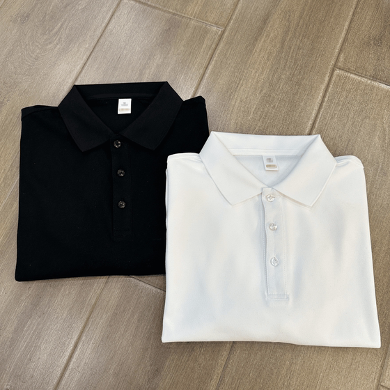 Pure black short-sleeved polo shirt for men and women in summer with high quality