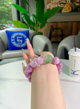 原创设计天然水晶手链女款紫锂辉绿萤石手串轻奢时尚精致饰品