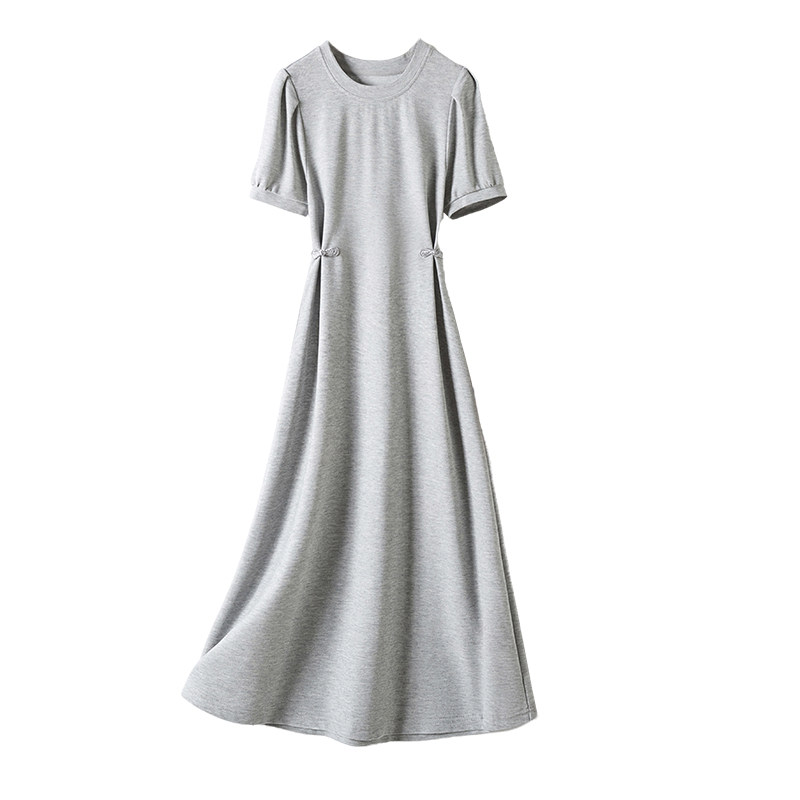 IHIMI通勤收腰显瘦纯色裙子女2025夏季新款简约a字中长款连衣裙,淘宝优惠券,粉丝福利购,淘宝优惠卷