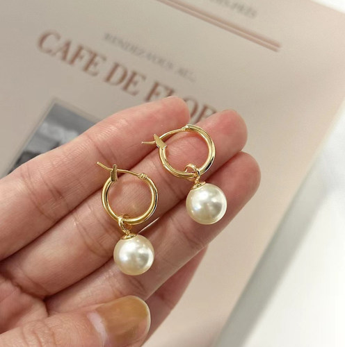 925银针防过敏珍珠耳环日常简约百搭耳钉韩版气质耳扣高级耳饰 - 图3