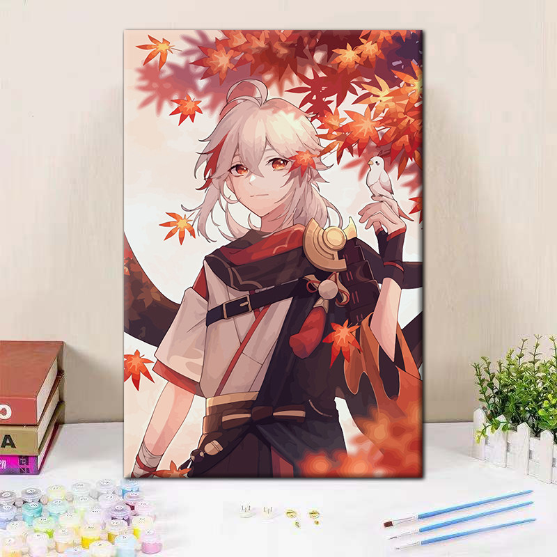 数字油画万叶填充diy画画手工涂色动漫卡通油彩画客厅装饰画挂画