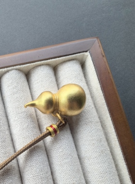 沙金实心葫芦吊坠项链可调节毛衣链福运福禄挂坠新中式国潮