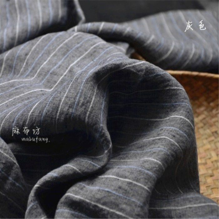 春秋季高端定制色织条纹亚麻面料砂洗中厚夏裤装布料肌理强透气好,淘宝优惠券,粉丝福利购,淘宝优惠卷