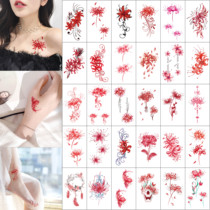 Other Shore Flowers Tattoo Sticker Waterproof Persistent Teenage Girl Sexy Collarbone Arm Small Clear New Red Man Pearl Chauhua Hell Flower