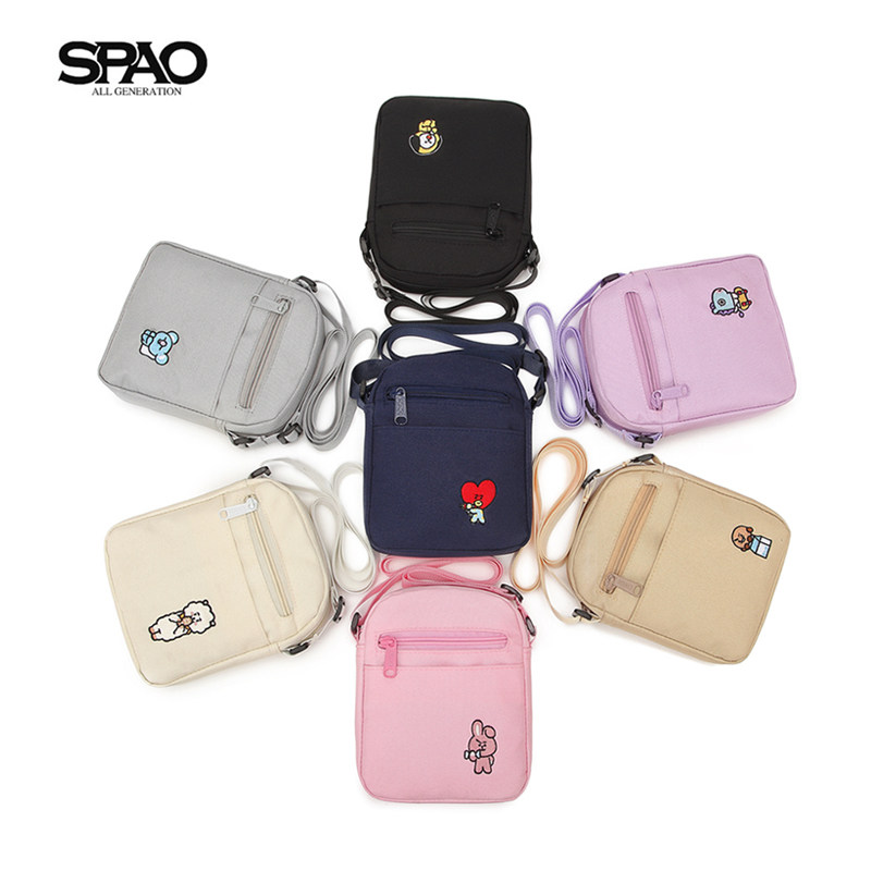 SPAO防弹少年团胸包迷你斜跨包单肩包卡通百搭手机袋小背包大,淘宝优惠券,粉丝福利购,淘宝优惠卷