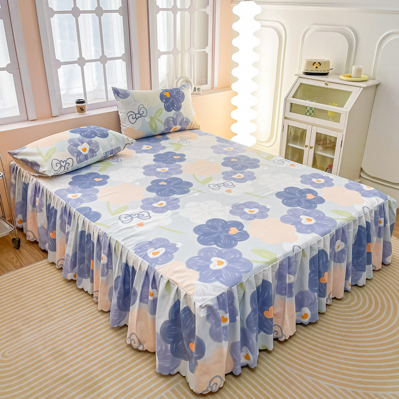 韩版公主风床裙款三件套磨毛水洗棉纯色床罩单件床单床套四季通用,淘宝优惠券,粉丝福利购,淘宝优惠卷