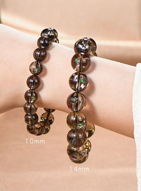 天然阿赛茶晶黑金转运手链