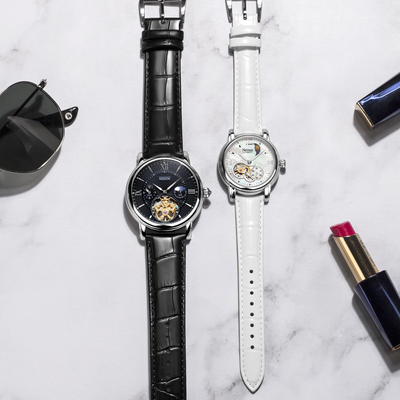 正品尼尚情侣一对价全自动男女表 nesun尼尚国产腕表