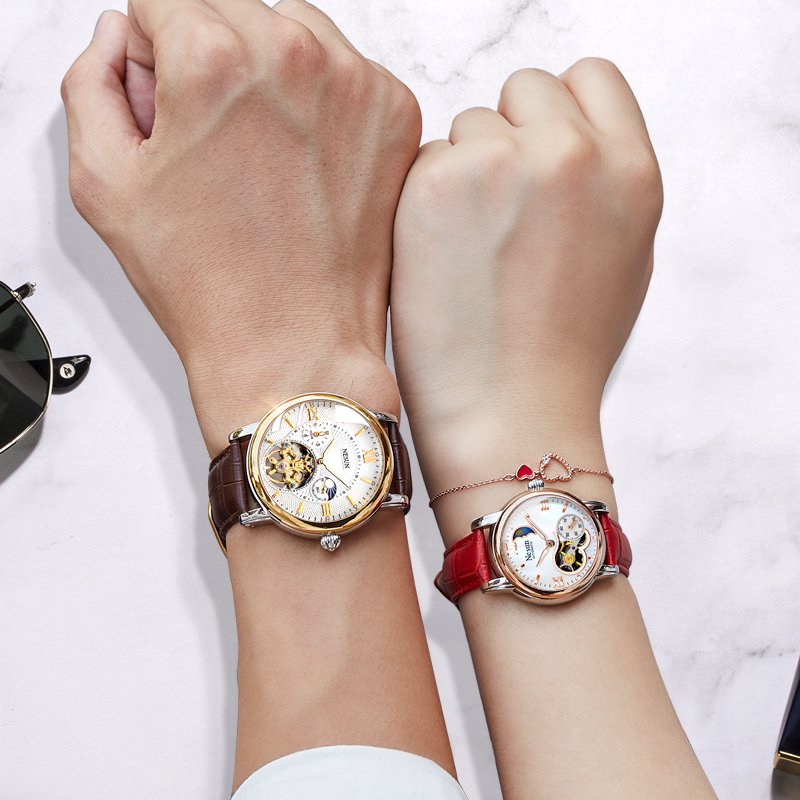 正品尼尚情侣一对价全自动男女表 nesun尼尚国产腕表