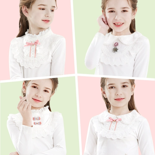 Приятная телу детская футболка, осенний хлопковый лонгслив, белая тонкая рубашка, в западном стиле, подходит для подростков