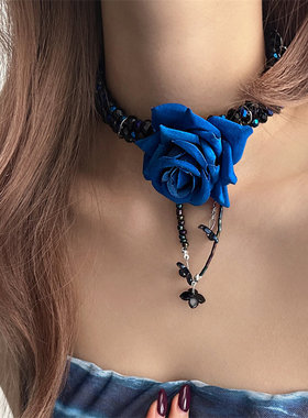 【重工辣妹风】蓝色玫瑰花串珠