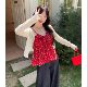 Xiaojijia plus size women's gentle style floral camisole thin sun protection cardigan women's flesh-covering chiffon shirt shirt suit