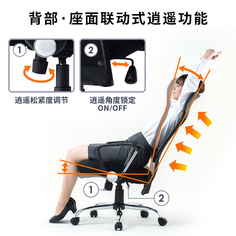 日本山业SANWA人体工学电脑椅大班椅升降办公椅可躺网椅子高靠背,淘宝优惠券,粉丝福利购,淘宝优惠卷