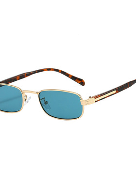 2025新款欧美跨境个性金属小框长方形遮阳墨镜女老钱风太阳眼镜男