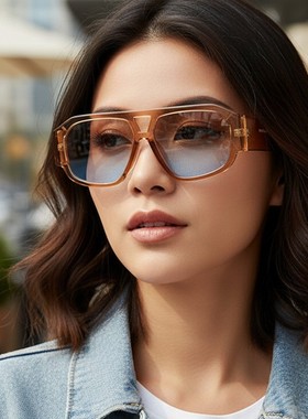 欧美复古百搭双梁飞行员式太阳镜经典气质出游防晒时尚跨境墨镜