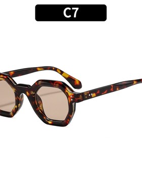 复古欧美ins多边形米钉太阳镜包花紫色防晒高级感凹造型太阳眼镜