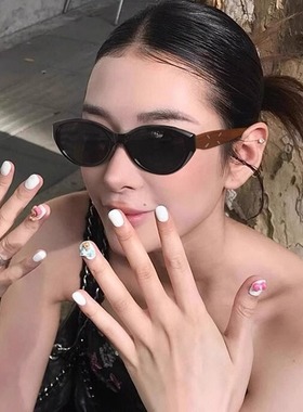 2025新复古猫眼时髦Y2K甜酷辣妹凹造型墨镜防紫外线偏光太阳眼镜