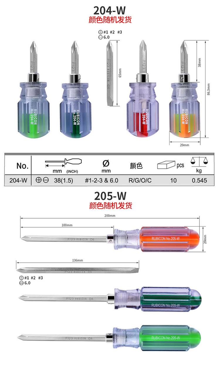日本罗宾汉Rubicon 十字一字多功能螺丝批624/627 换头两用螺丝刀 - 图2