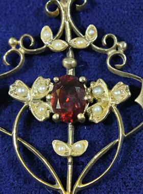 英国9K黄金天然蓝宝石钻石吊坠