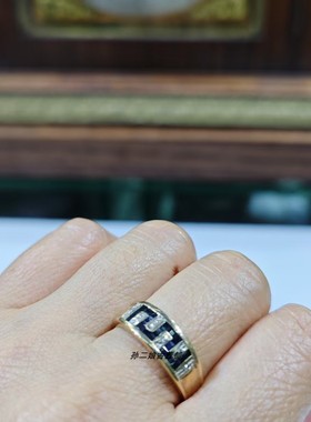 英国Vintage珠宝伯明翰产9K黄金镶嵌天然蓝宝石钻石设计款戒指