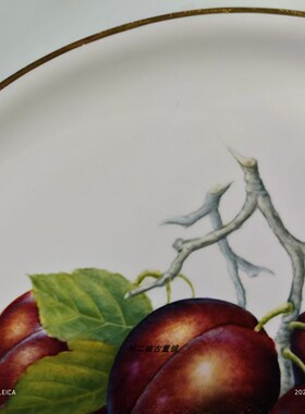 英国产Edward Marshall Boehm骨瓷写实手绘水果静物西梅赏盘1975