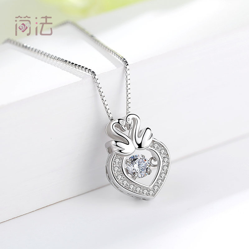 简法女士小天鹅吊坠日韩纯银项链 简法项链