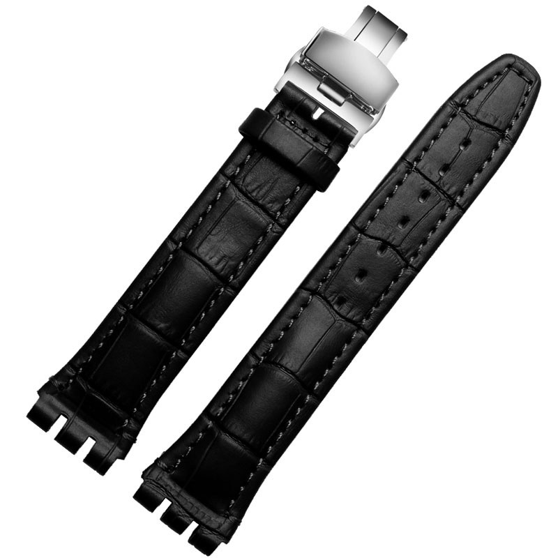 鳄纹真皮适配斯沃琪配件男手表带 carterman卡特文配件