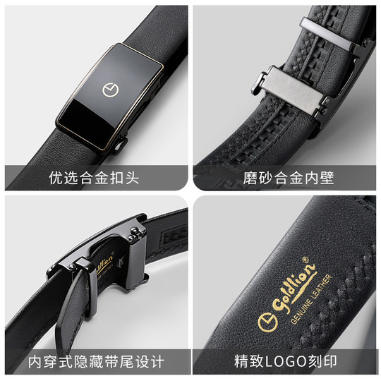 Goldlion Herren-Gürtel aus echtem Leder mit automatischer Schnalle im Business-Stil