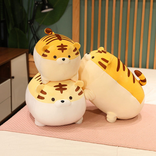 Paresseux gros tigre oreiller en peluche jouet dessin animé vers le bas coton petit tigre poupée poupée chiffon poupée cadeau d'anniversaire pour les femmes