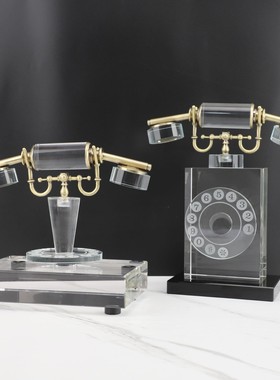 水晶+金属装饰新中式客厅摆件