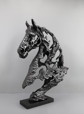美式现代轻奢金属铸铁镂空马摆件客厅酒店电视柜家居装饰品雕塑