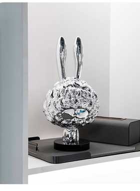 北欧创意工艺品长耳朵火箭兔电镀树脂儿童房电视柜家居饰品摆件