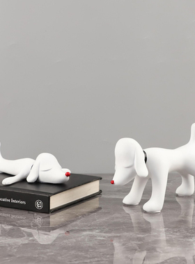 现代简约抽象树脂电镀跃马动物雕塑卡通公仔小狗儿童房装饰品摆件
