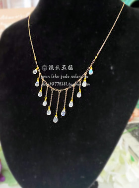 独家设计手工天然14k月光石女