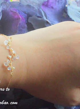 包邮月光石珍珠手链女14K包金